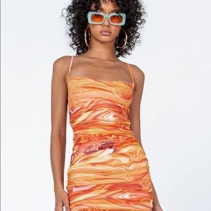 Brand new Princess Polly Harlan mini dress in orange/pink